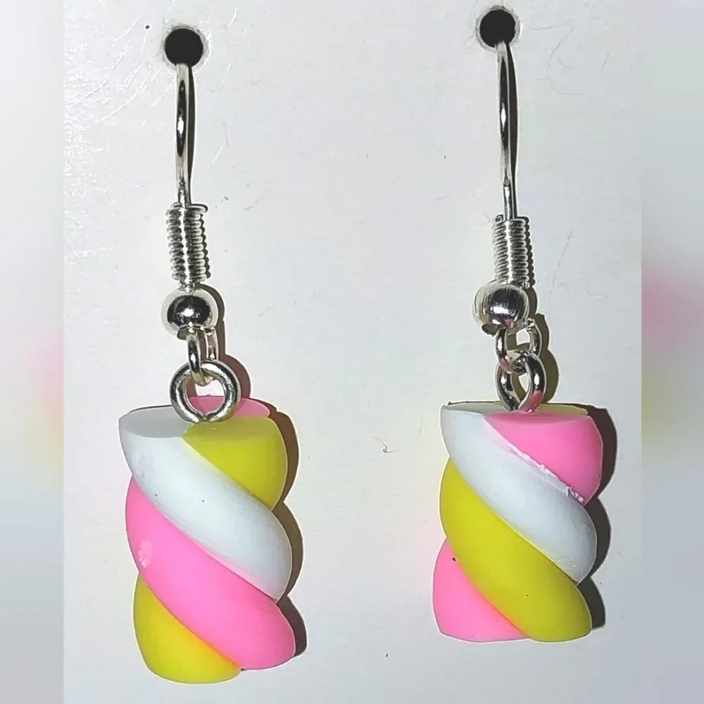 Hand crafted marshmallow dangle earrings